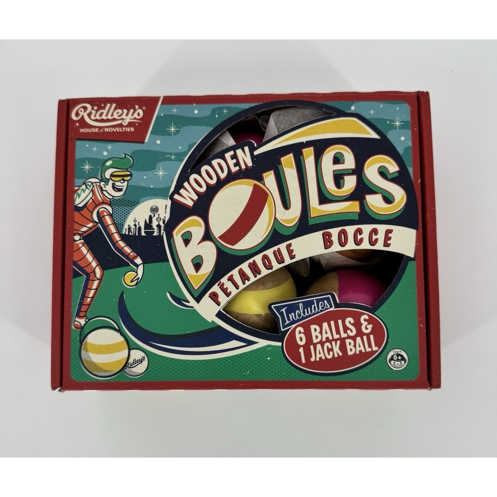 Ridley's Outdoor Boules Wooden Bocce Set New 6 Balls‎ And 1 Jack Ball